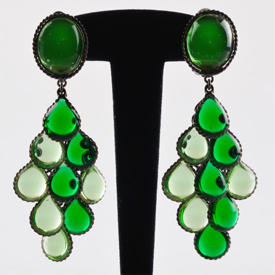 Boucles d'oreilles grappes vertes