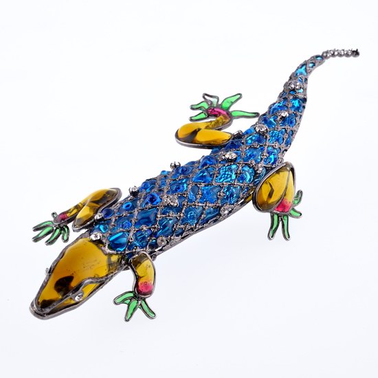 Broche Lézard bleu